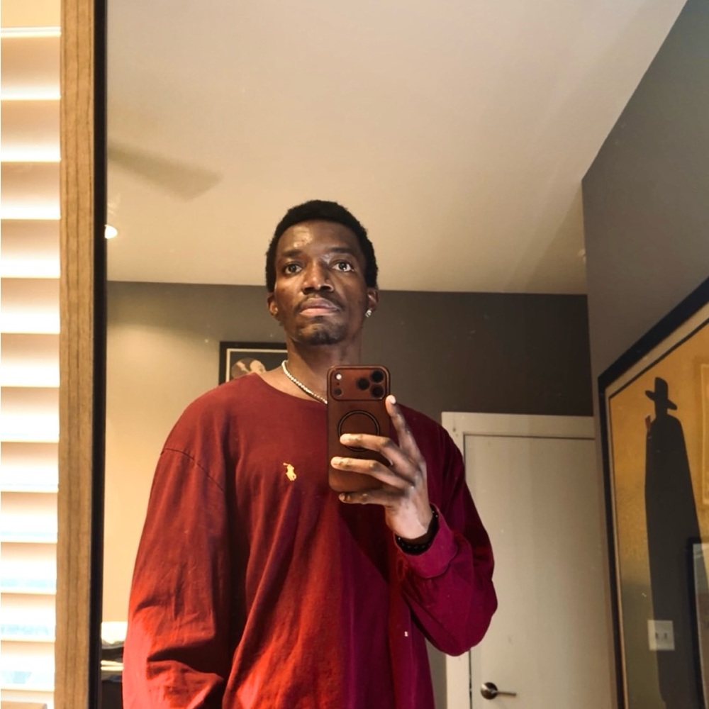 Polo by Ralph Lauren Long Sleeve Crewneck Tee in Burgundy with Yellow Pony - Picture 5 of 10